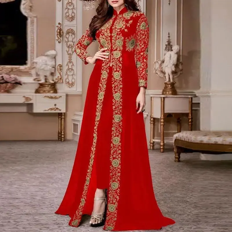 Оптовая продажа вечернее платье Abaya Dubai Monsoon юбка с принтом длинным рукавом Марокканское женское кафтан мусульманское для выпускного вечера