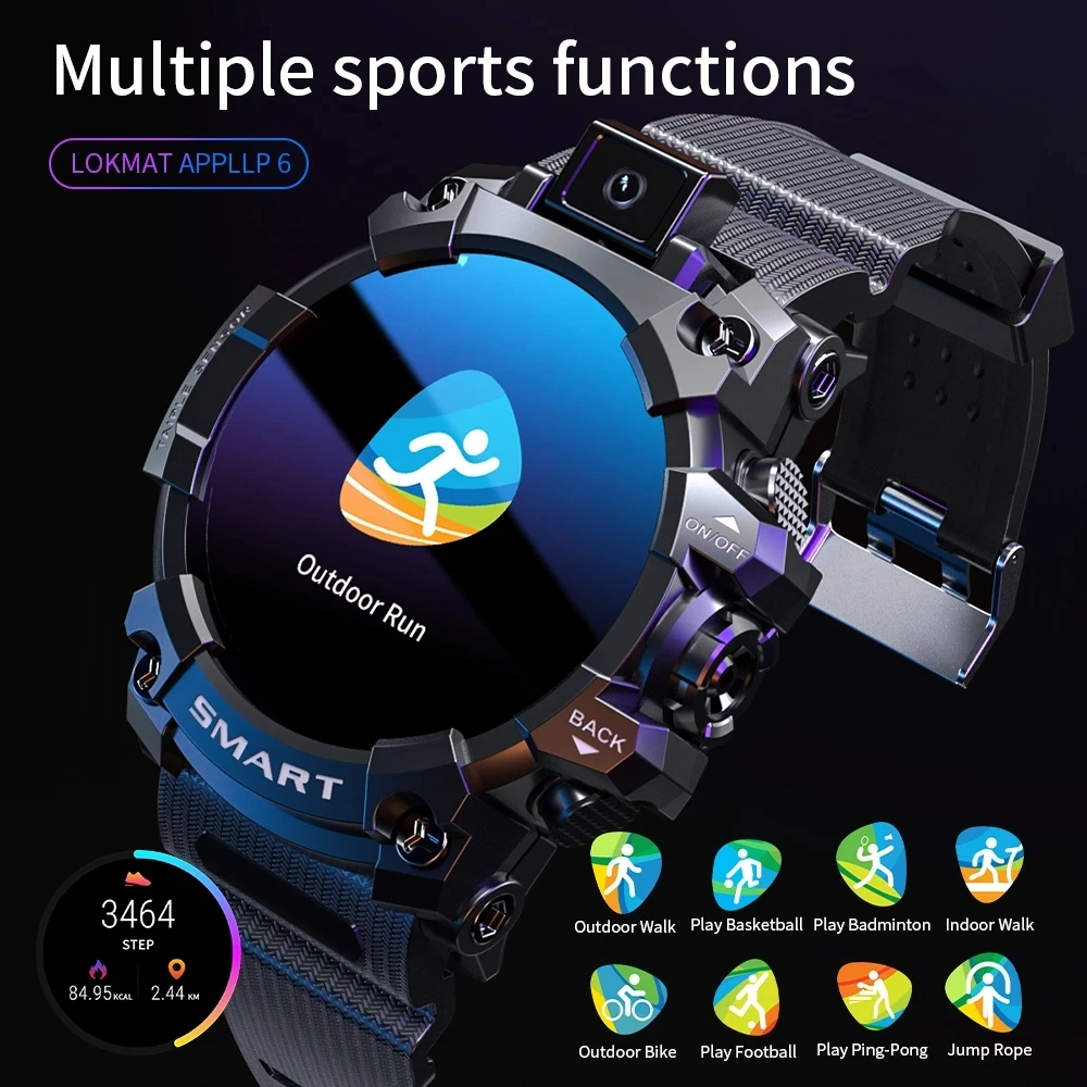 LOKMAT APPLLP 6 Smart Watch 4G Wifi 1.6 Touch Screen Sports Smartwatches GPS with Video Phonecall Heart Rate Monitor Android 9