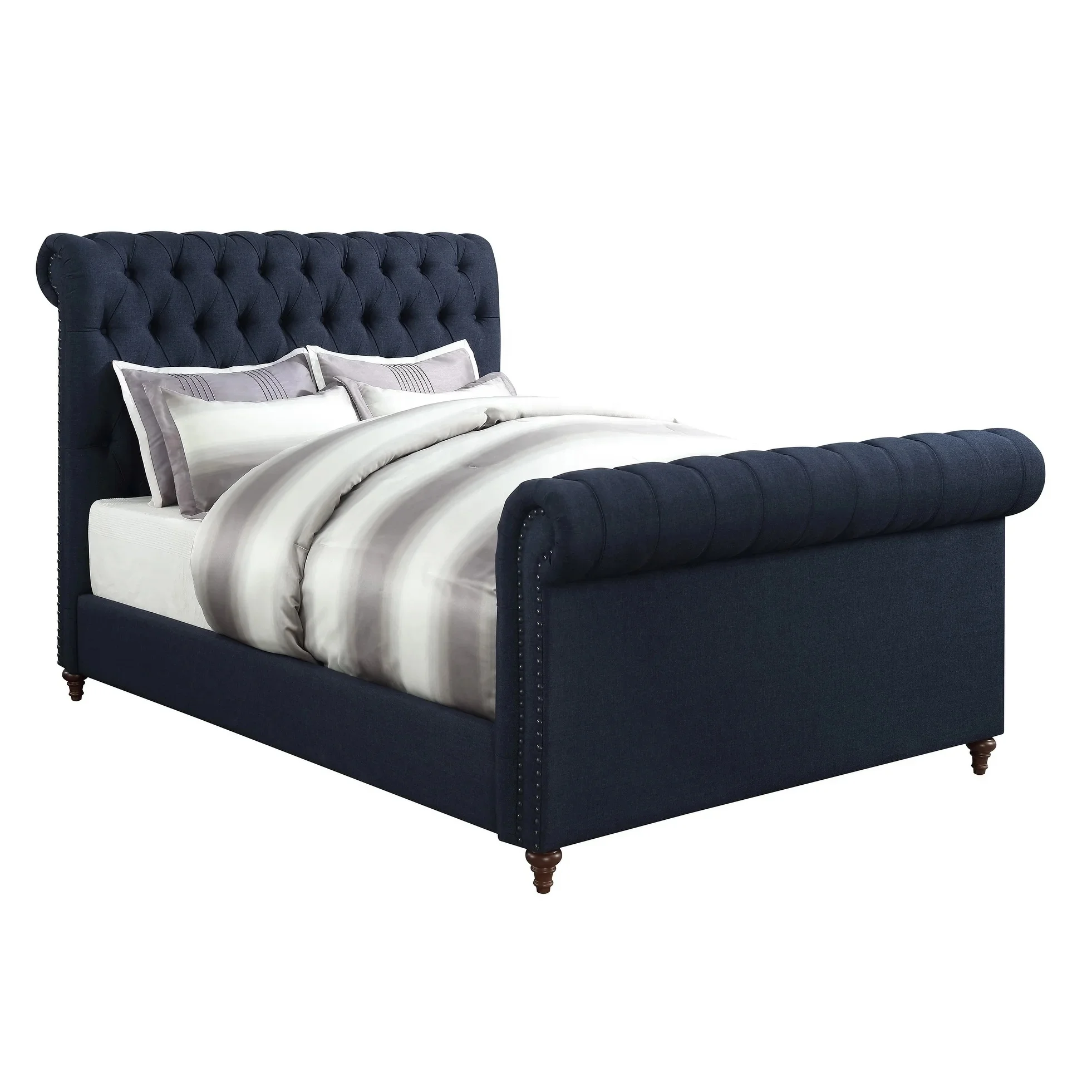 Bedroom Furniture Upholstered King Size Wooden Beds With Pull Buckle