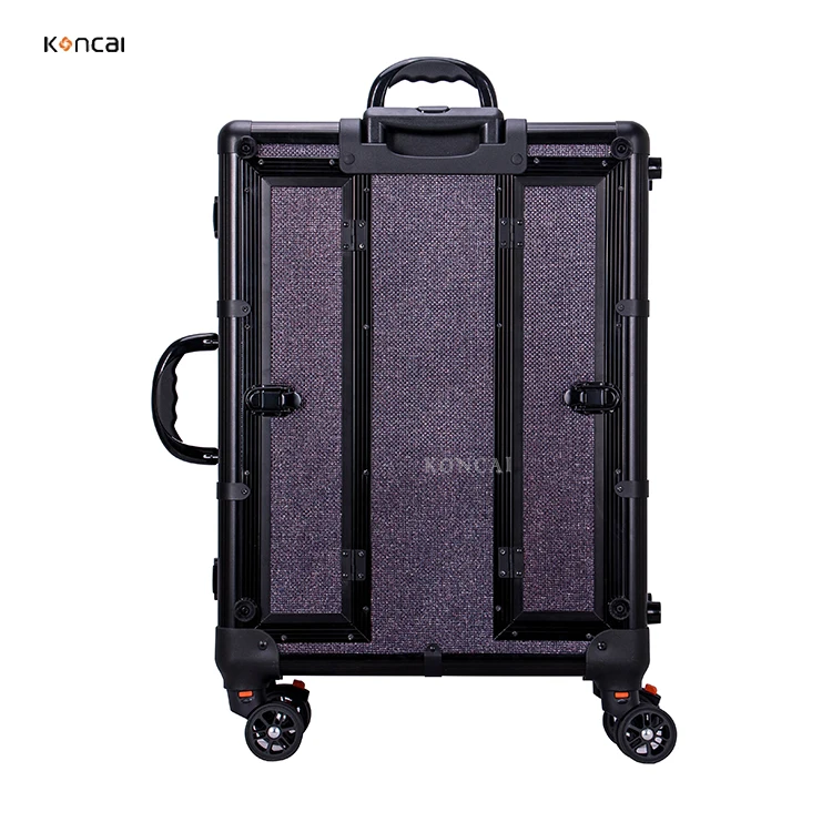 high quality makeup travel rolling carry case cosmetic beauty trolley suitcase with lights