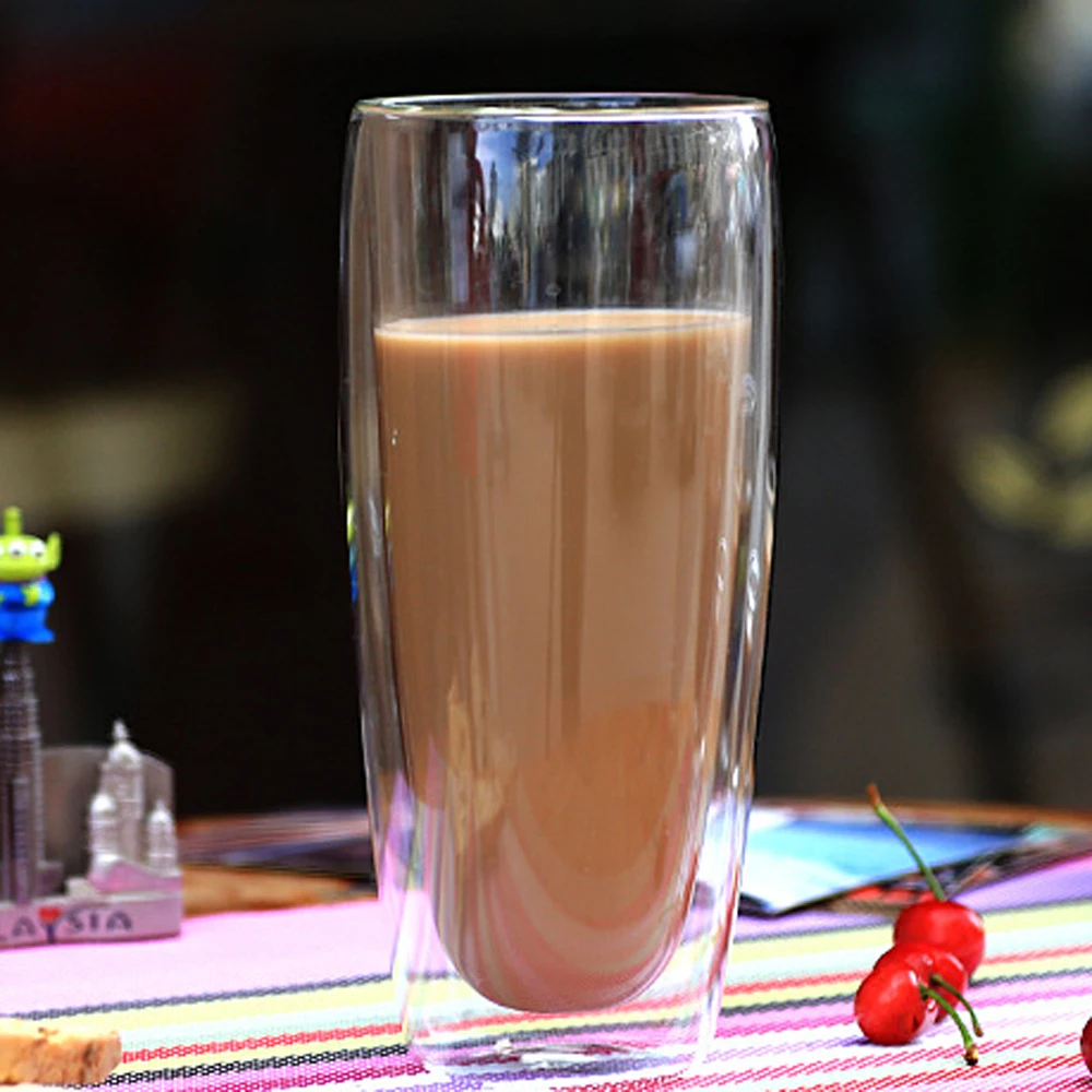 
650ml Large Capacity Glass Cup Water Tea Coffee Drinking Glass Tumbler Double Wall Cup 