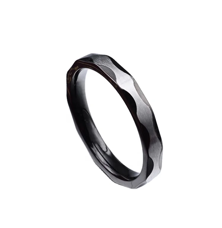 simple and fashion custom  Unisex  Titanium Steel  black rhombus  rings stainless steel for women