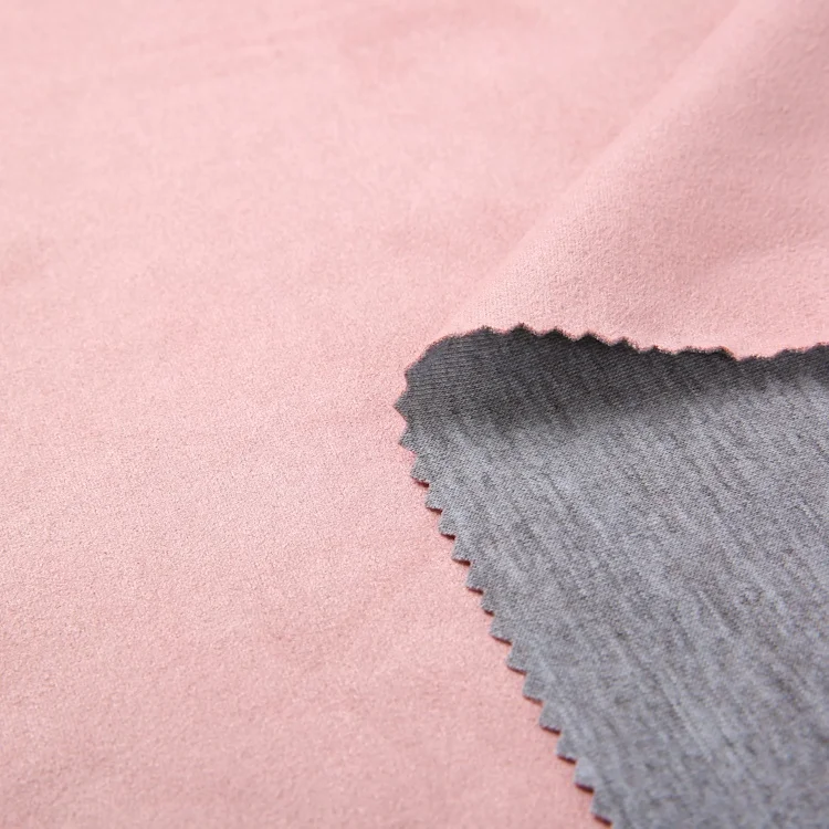 brush polyester microfiber bonding suede textured knit fabric custom