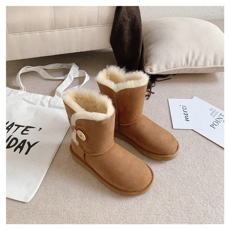 Autumn and winter brand shoes wool nude brand outdoor black warm snow boots women