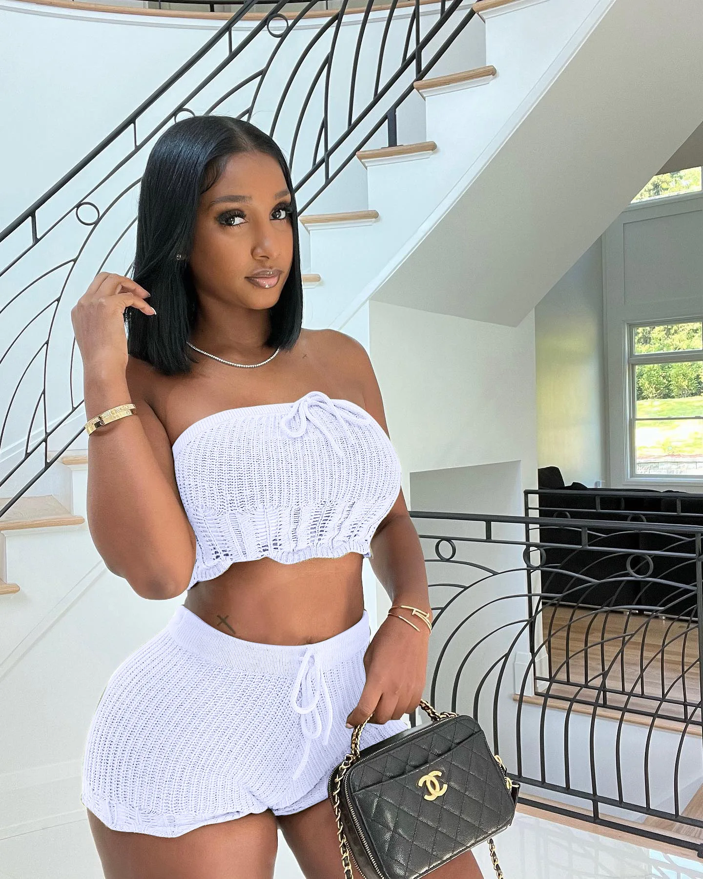 2022 Women Crocheted 2 Piece Pant Set Clothing Biker Shorts Outfits Wholesale Custom Sweat Suit Jogging 2 Piece Pant Set Outfits