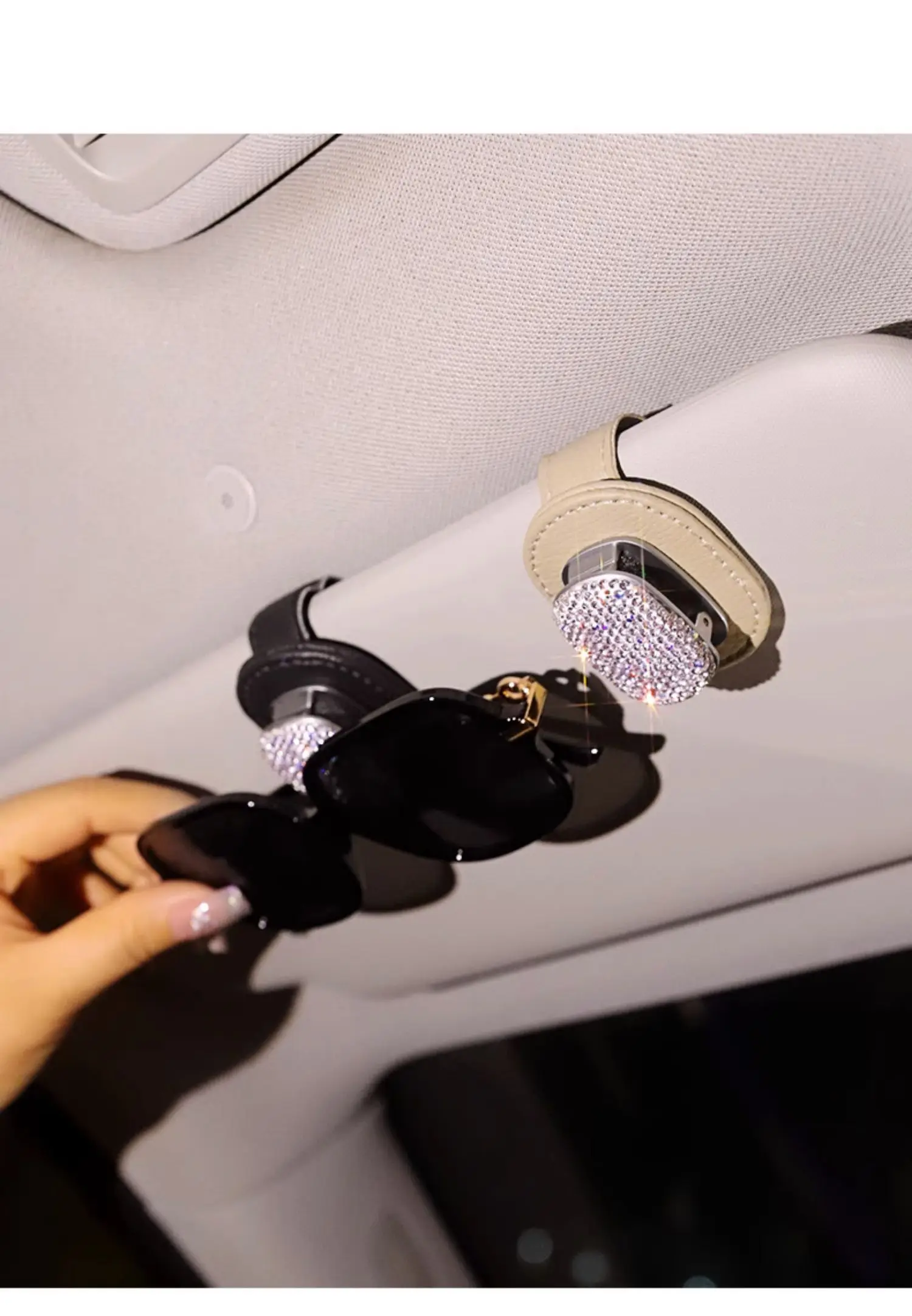 Car Glasses Clip Multifunction Integrated Durable Leather Portable Sunglasses Document Ticket Holder Clip Car Interior Accessory