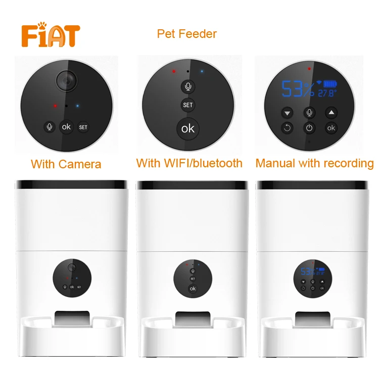 Smart Pet Dog and Cat Feeder,6-Meal Auto Pet Feeder with Timer Programmable,HD Camera and Video Recording,WiFi Enabled App