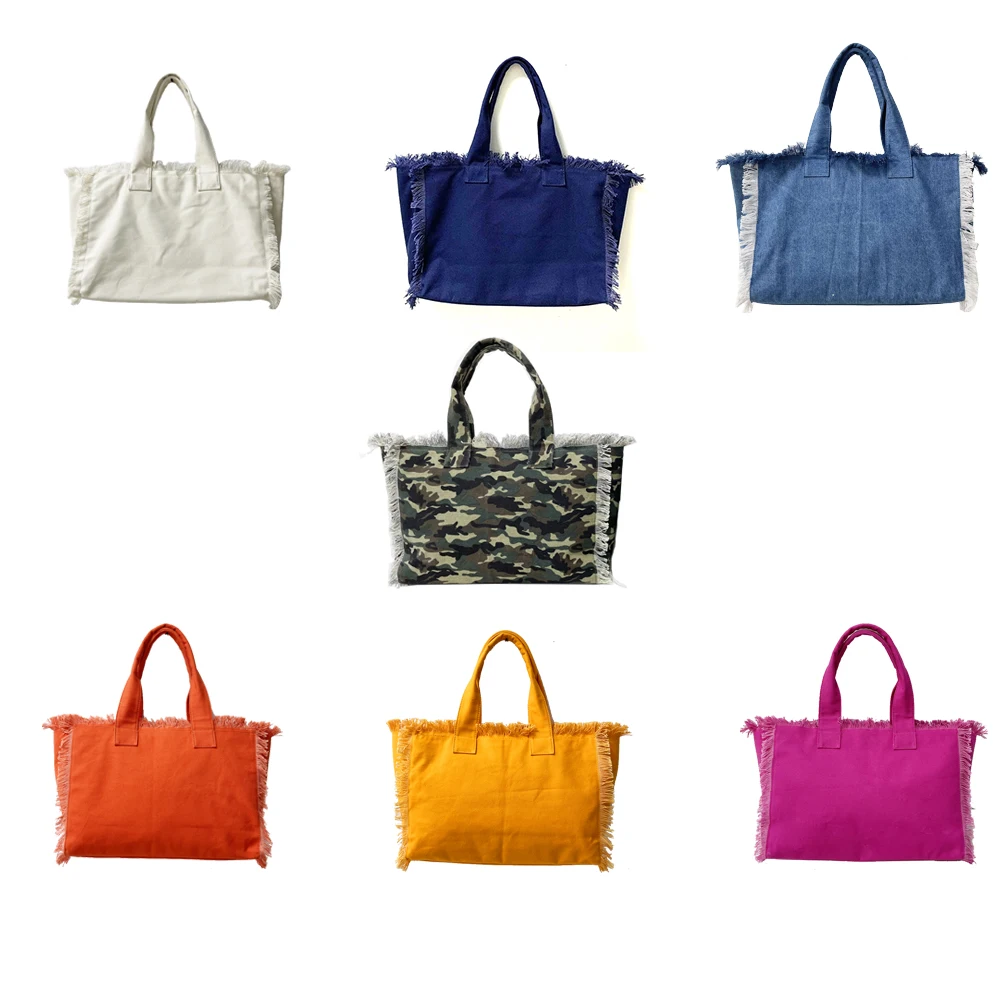 Canvas Fringe Bag Summer Beach Tote  bag Purse bags  Women Handbag with Bandanna
