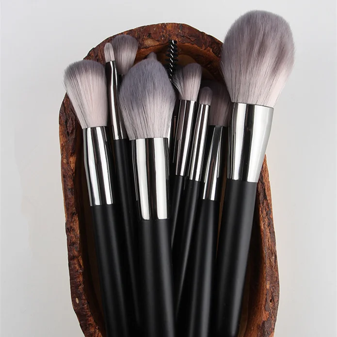 14 Pieces Professional Soft Nylon Hair Vegan Custom Wholesale Classic Black Makeup Brush Set Private Label Luxury
