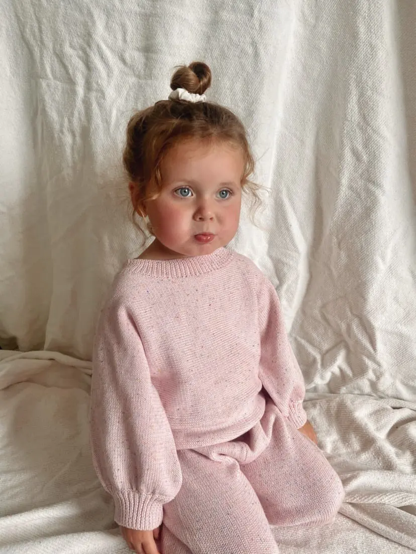 2023 Casual Spring Girls Sweater Speckled Knitting Kids Clothing Girls Clothing Sets Oversized Baby Knit