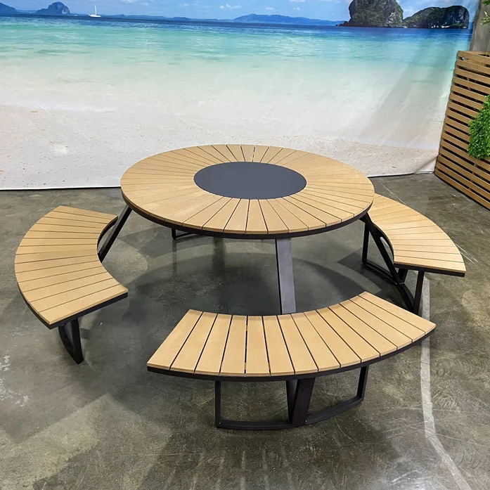 Outdoor seaside waterproof sun protection patio garden leisure round party bbq bench beer tables and chairs