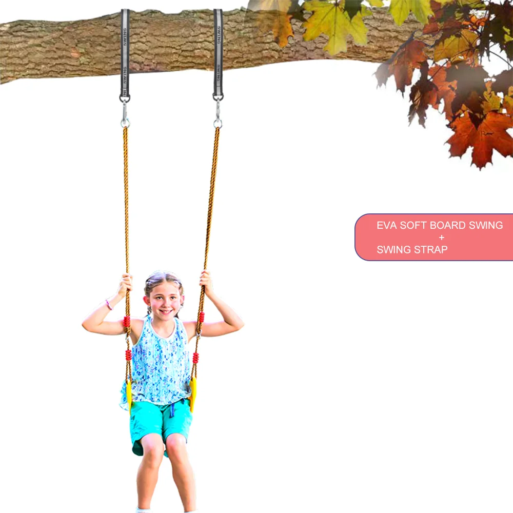 Children Outdoor  Eva Soft Board Swing Seat Baby Hanging Heavy Duty Replacement Swing With Adjustable Ropes For Kids