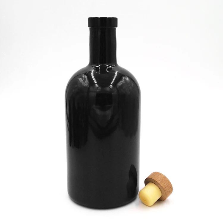 Round Shape Fancy Personalized Vodka Bottle Glass Cheap Price Black 750ml Bottles