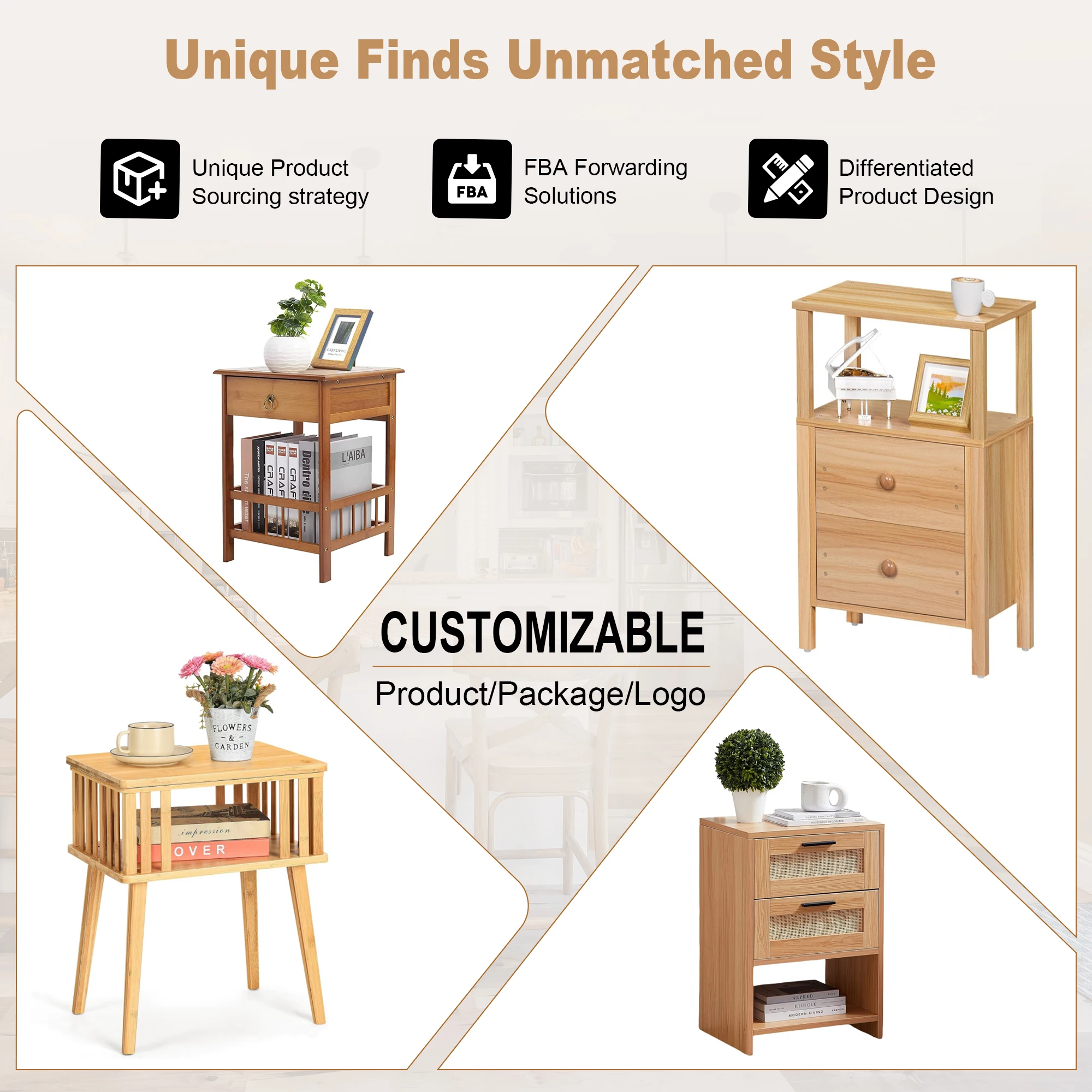 Modern natural bamboo end table nightstand with storage open shelf side cabinet practical sofa bedside rack for small space