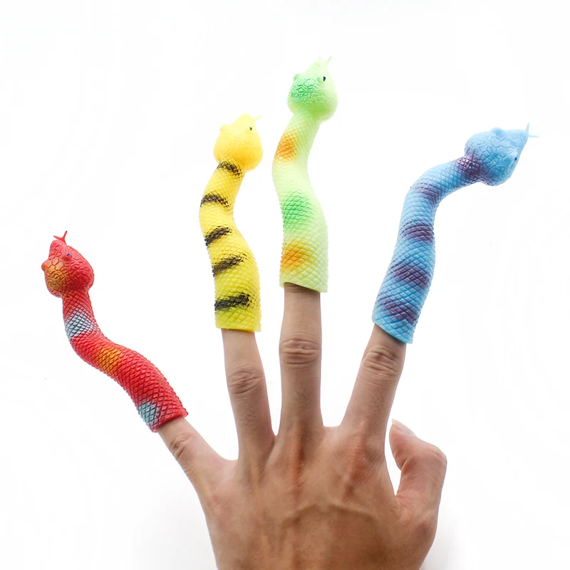 Huayi TPR Material Soft Rubber Animal Finger Puppet Toy for Kids Cute Snake Finger Puppet Set