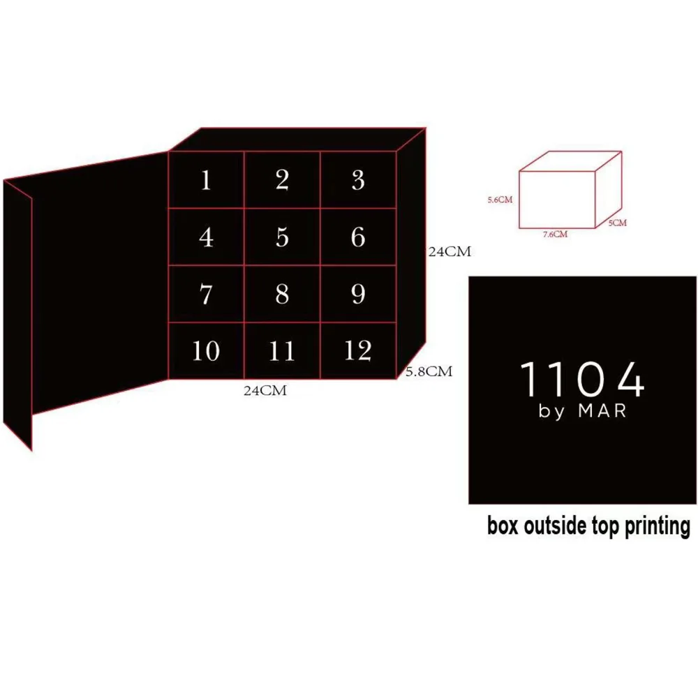 Crown Won custom pink muti-function 12 day advent Calender ramadan box date magnetic storage gift box for candy cookie chocolate