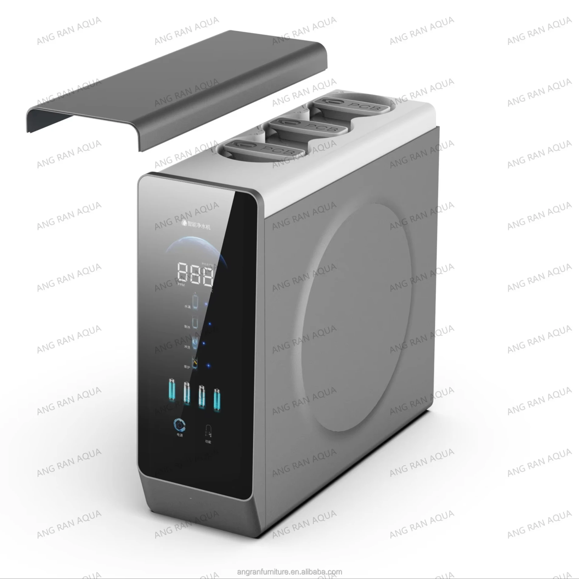 Tankless Undersink 600G TDS shows REVERSE OSMOSIS WATER SYSTEM WITH ALKALINE REMINERALIZATION