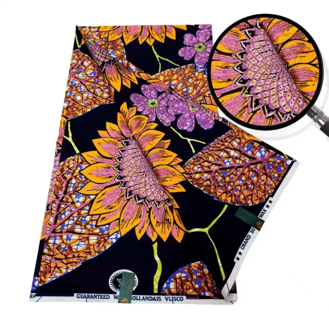 New Design Wholesale Luxury Super Gold real wax print Dutch 100% Holland cotton soft wax cloth fabric for garment home textile