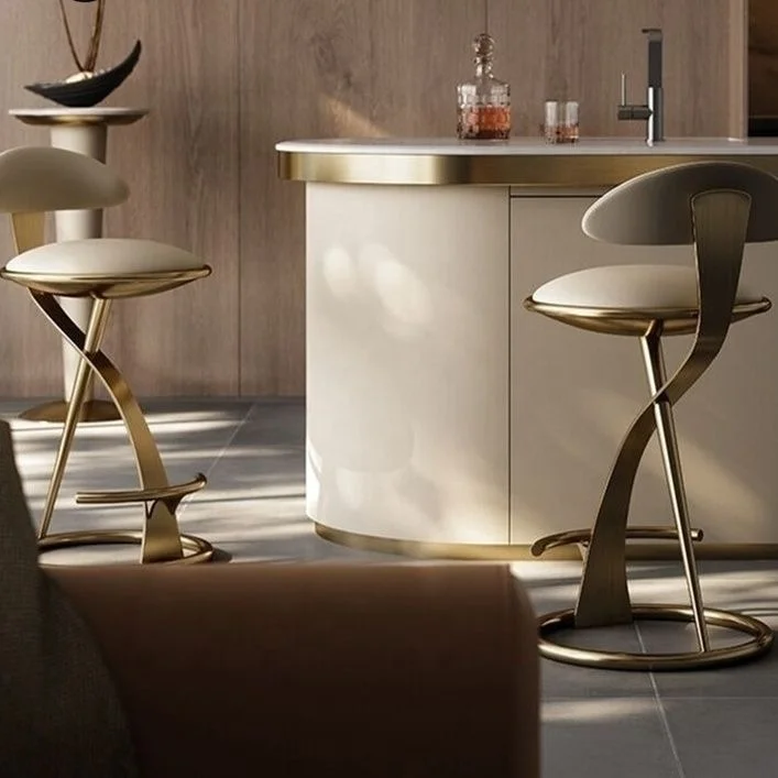 Light luxury bar chair High stool home commercial metal island front desk dermis chair