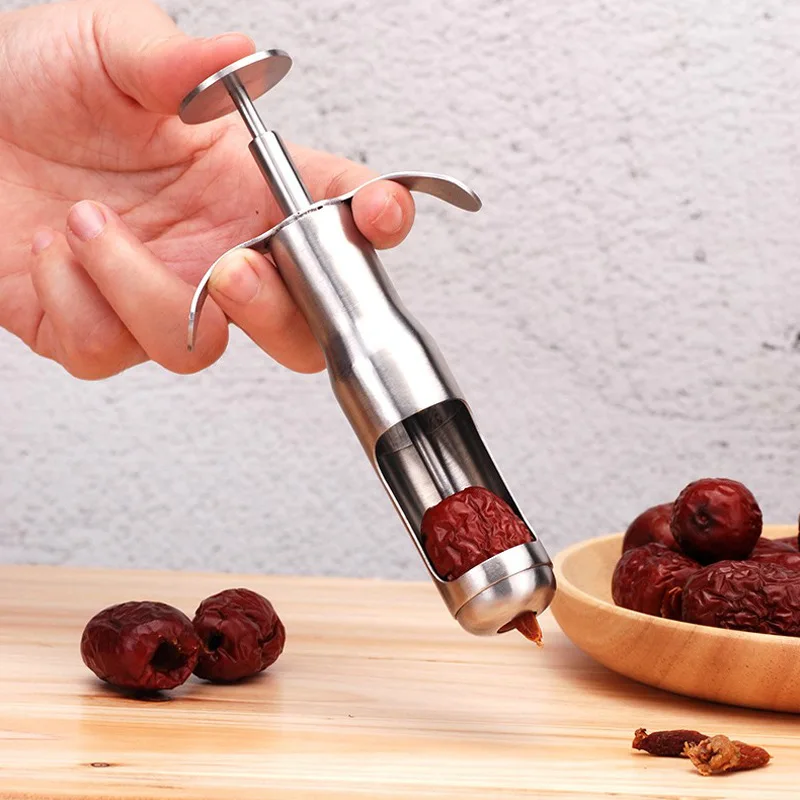 Stainless Steel Red Dates Jujube Pitter Cherry Olive Corer Home Kitchen Fruit Core Remover Seed Push Out Tool Accessories