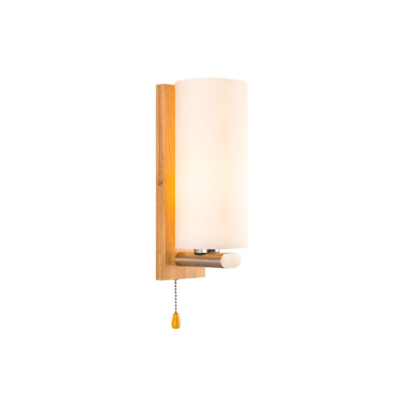 Decor Wooden Wall Lamp E27 E26 Base Fixture Sconce Wall Lamp for Hallway Bedroom Home Indoor