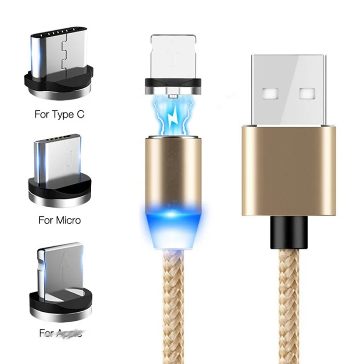 Оптовая продажа 3 в 1 Магнитный Usb кабель 2.4a Быстрая зарядка 360 градусов вращения 3pin передача данных Магнитный зарядный кабель
