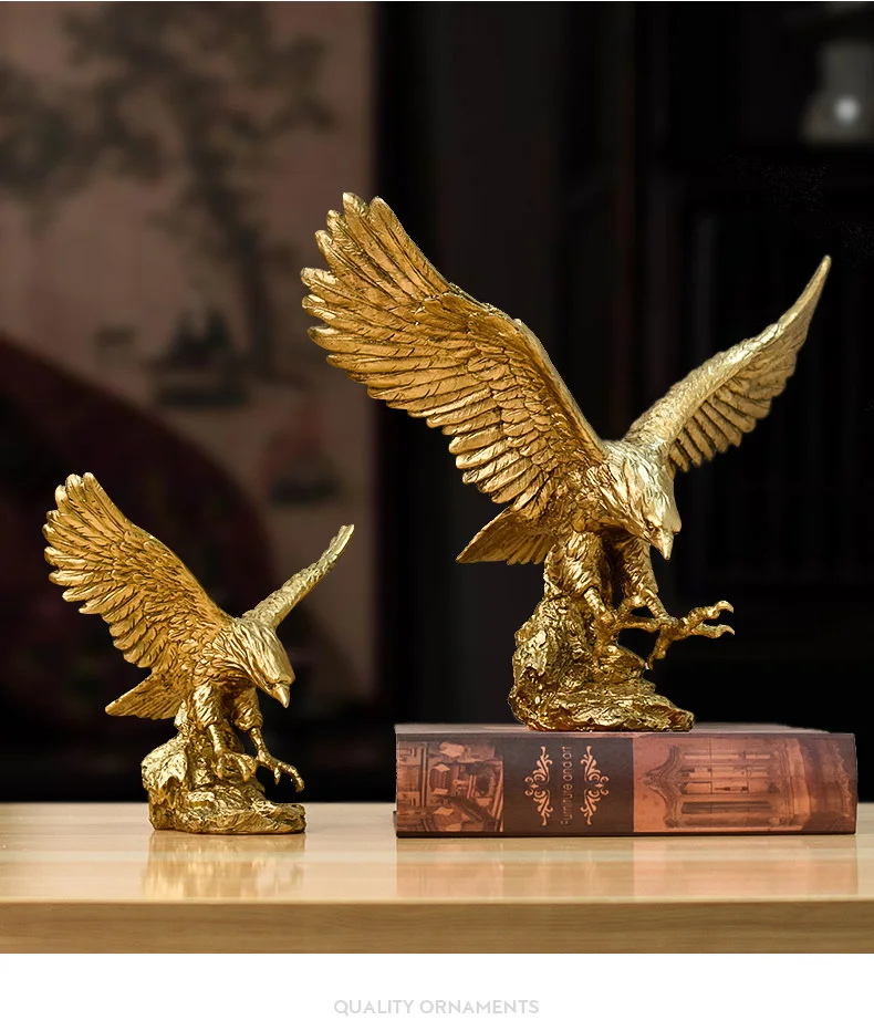 Hot Sale Resin Spreading Wings Eagle Statue Home Decoration Office Ornament Eagle Sculpture Resin Crafts Artificial Crafts