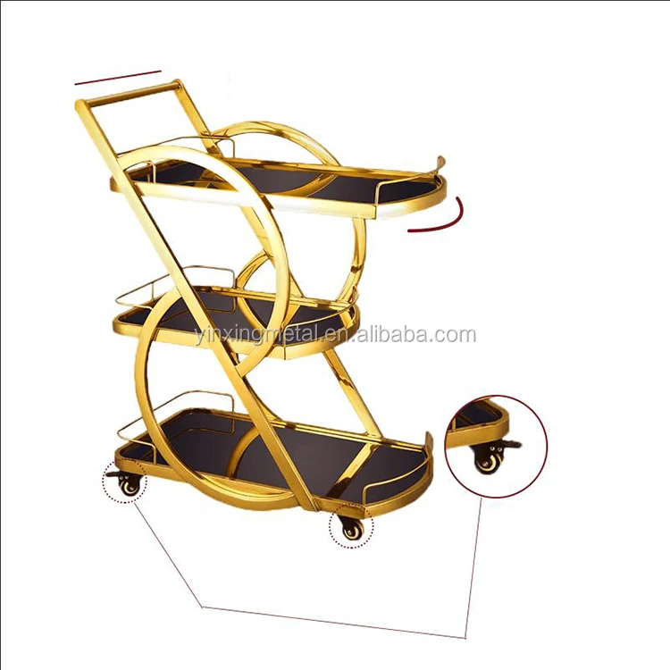 Посеребренный позолоченный гостиничный винный чай еда напитки обслуживание инструмент ручной KTV бар тележка