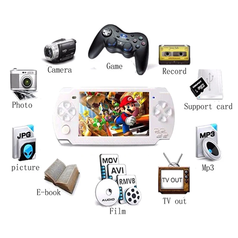 X6 Video Game Console Player for Gamapad Handheld Retro 4.3 inch Screen 8GB Mp4 MP5 Support TV OUT Camera Video E-book
