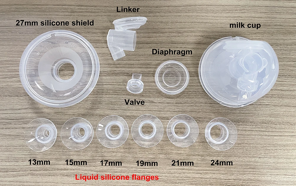 Hot Selling Breast Pump Accessories Liquid Silicone Flange Insert For Breast Pump 13 15 17 19 21 24mm