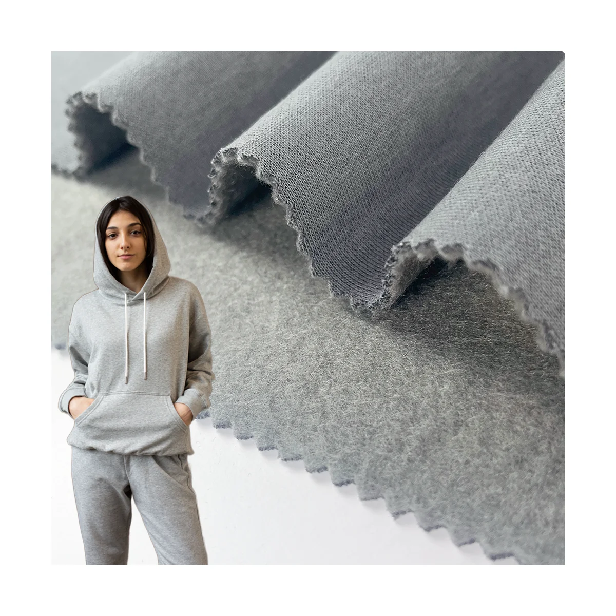 Excellent Quality 330Gsm 55%Cotton 45%Poly Fleece Terry Fabric