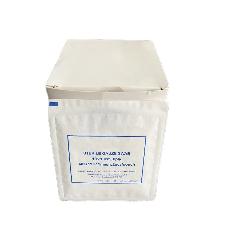 Surgical Sterile Medical Cotton Gauze Swabs 4x4 Gauze Sponges Absorbent Sterile Plain Cotton Gauze Swab Compress Manufacturer