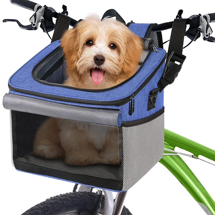 Dog Bike Basket Foldable Dog Bike Carrier Car Seat Pet Basket Soft-Sided Ventilated Dog Bike Carrier Backpack