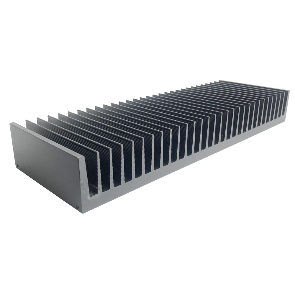 Black Body Color Large Aluminum Heat Sink 301(W)*40(H)*100(L)mm 6063 T5 Custom Extruded Heatsink For LED light
