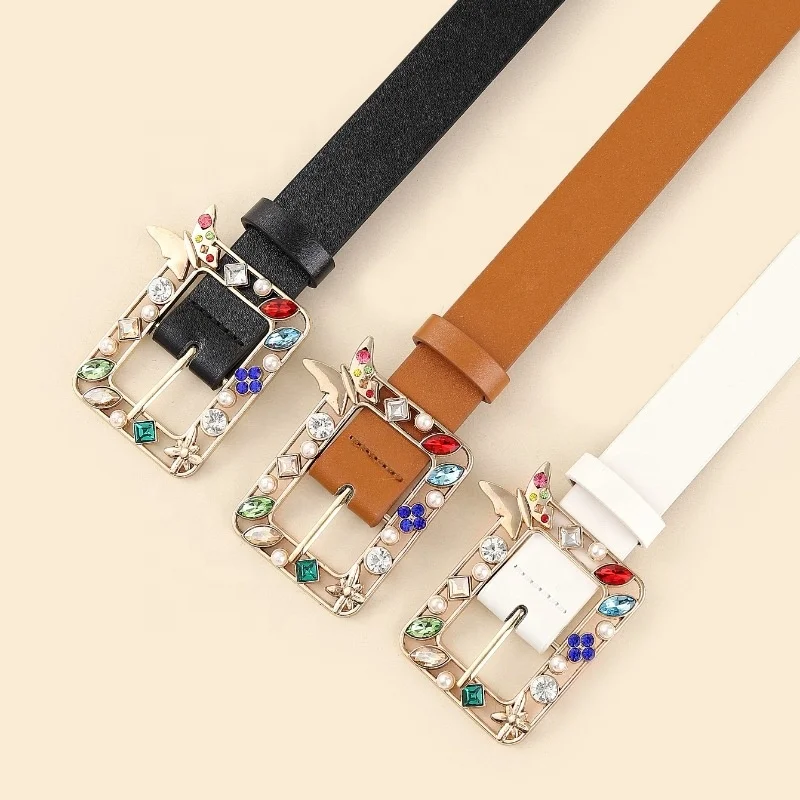 New belt women butterfly needle buckle with ins style ladies fashion decorative dress with thin belt trend