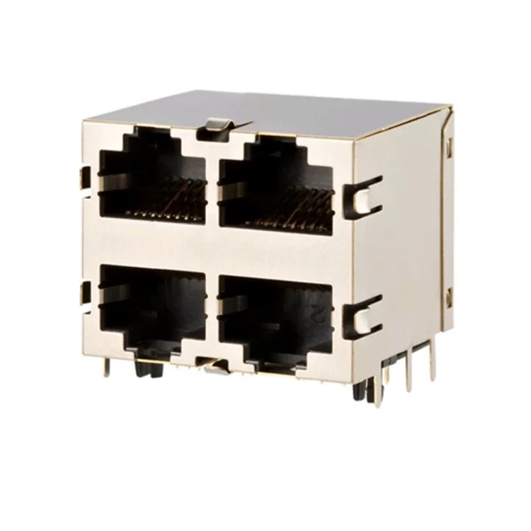 8P8C модульный Джек горизонтальный экранированный 2x2 порты и разъёмы RJ45 разъем