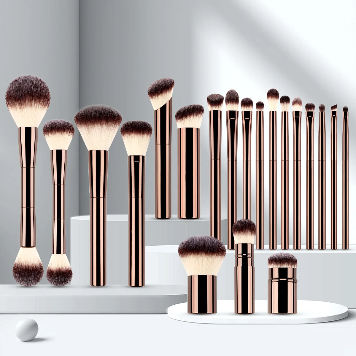 20pcs high quality makeup brush set Synthetic foundation cosmetic brush with aluminum handle highlight eyeshadow makeup brushes
