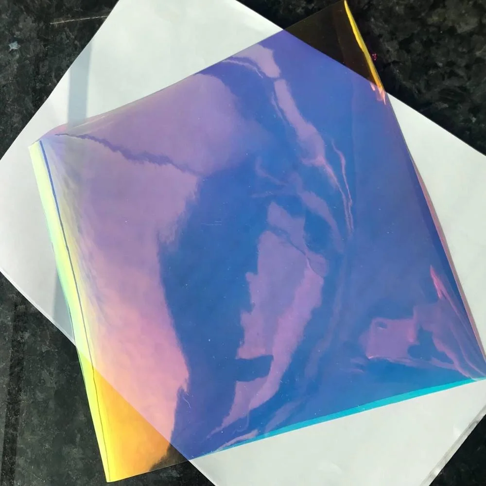 PVC Transparent Dichroic Holographic Lamination Film Roll For Bags Clothes Acrylic And Art Design