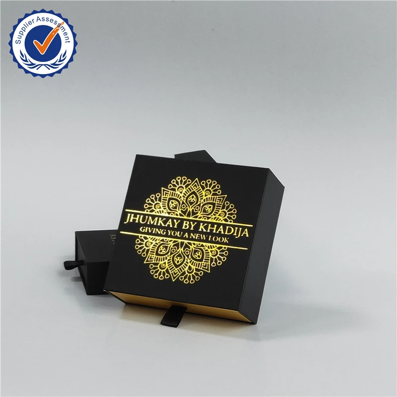 Custom Logo Printed Jewelry Gift Bag Necklace Box Package Slide Drawer Paper Box For Jewelry Packaging