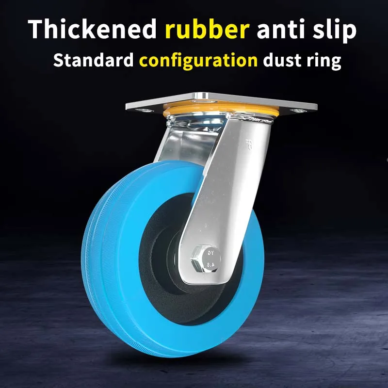 China supplier 4 inch 5 inch 6 inch 8 inch fixed Castors rubber heavy duty industrial caster wheels with iron core for sale