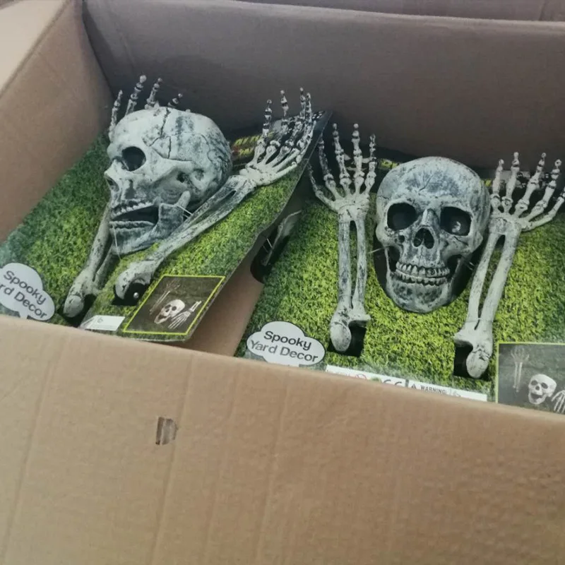 2024 Halloween Set Of 3 Scary Joint Skulls Adjustable Foldable Yard Stake For Halloween Decoration