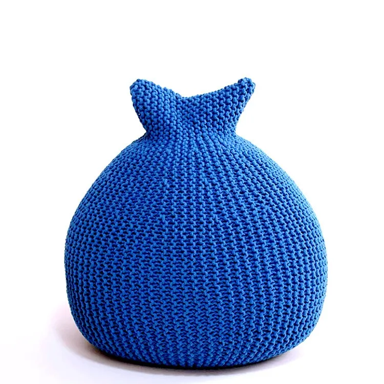 Wholesale Rabbit Ears Thick Cotton Thread Lazy Sofa Knitting Bean Bag Cover Removable Knitted Ottoman Pouf