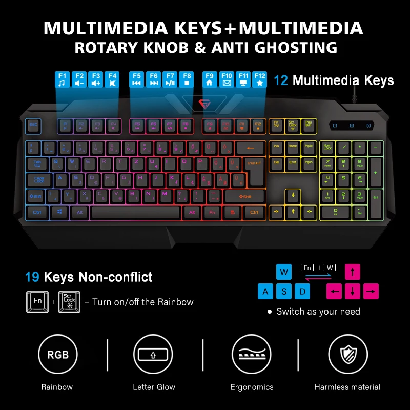 Free Pc Kit Keyboard and Mouse Combo 4 in 1 Gaming Set Gamer Headphone Headset