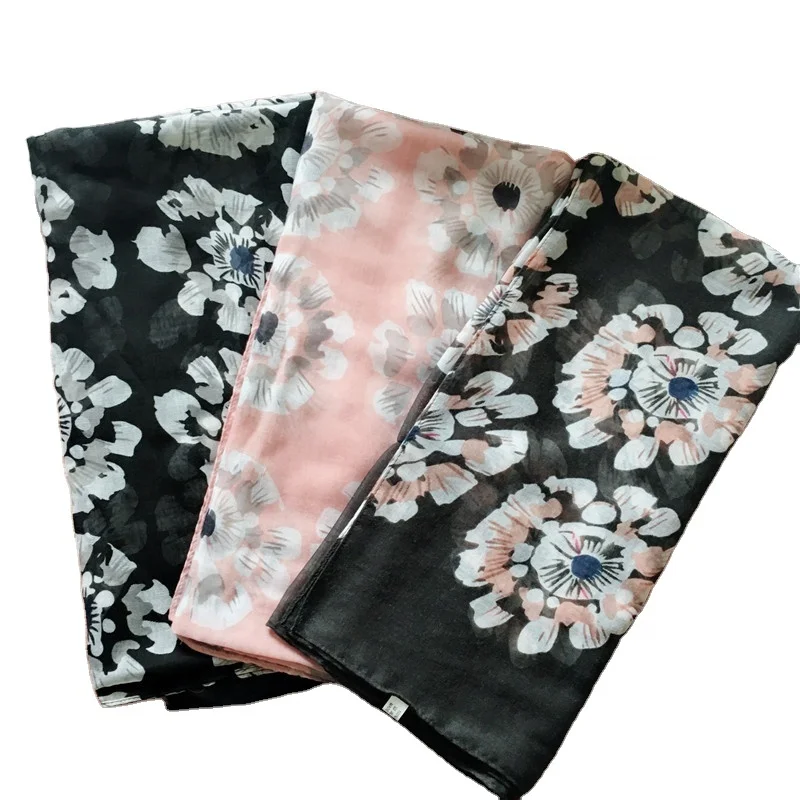 Porostar Voile Printed Flower Hijab Head Scarves Shawl