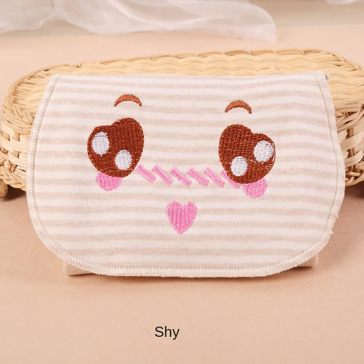 Natural Color Cotton Sweat Absorbent Towel for Baby Cartoon Mat Back Towel with Button Closure OEM Service Available-Q2233