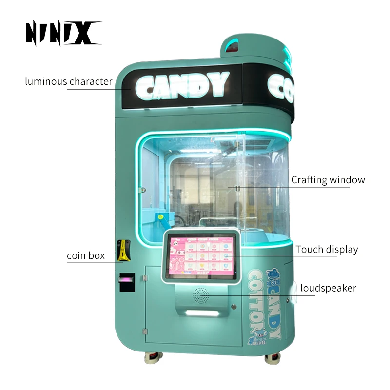 Shopping mall automatic cotton candy vending machine LCD touch screen to buy outdoor entertainment equipment