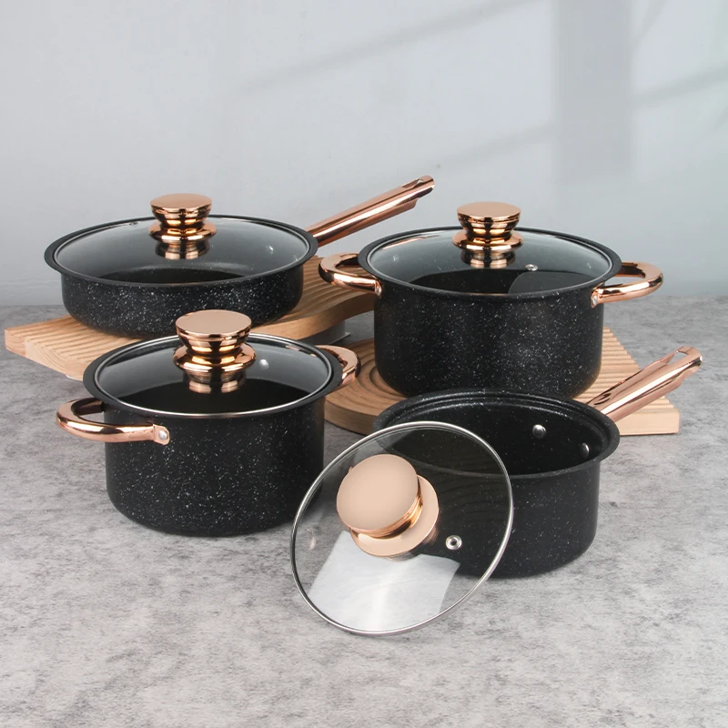 New Kitchen Cook Pots and Pans Kitchenware Stainless Steel Cookware Sets with Glass Lid Cooking Pot Set