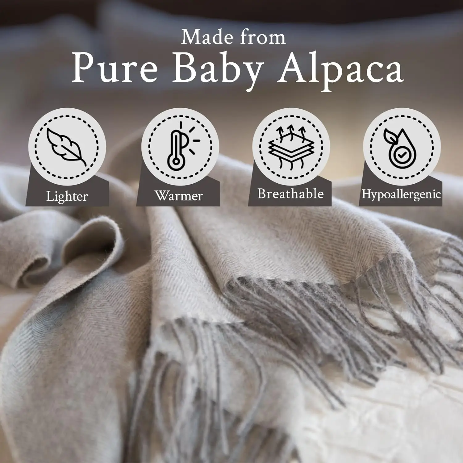 100% Genuine Baby Alpaca Classic Scarf for Woman and Men Hypoallergenic Sustainably Warm Cozy Pure Peru Alpaca Scarf