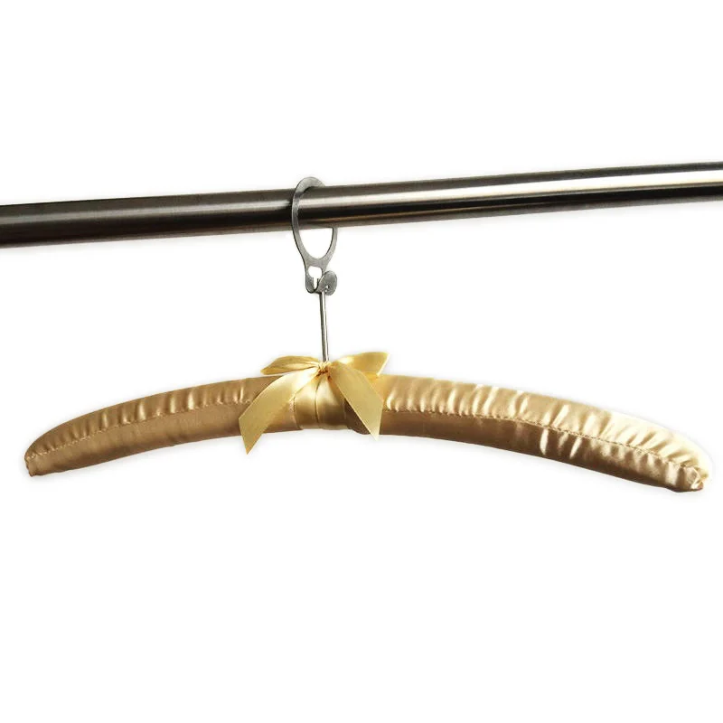 Top Quality Anti-theft Hook Unbleached Cotton Padded Hanger Hotel Silk Cloth Fabric Cover Satin Hanger