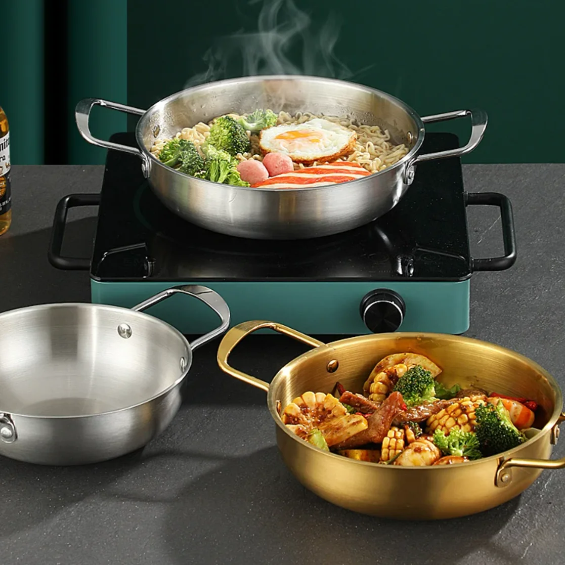 Korean style multi-function stainless steel seafood boil pot restaurant seafood pot non stick sauce pot